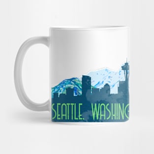 Seattle Skyline Mount Rainier Decal Mug